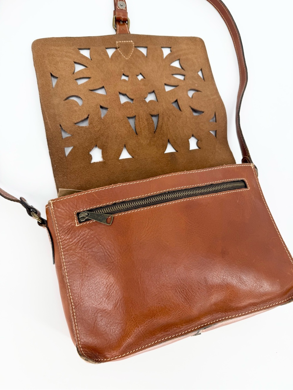 Patricia Nash Cutout Tooled Leather Crossbody Bag-Imperial Limited-Florence - Picture 8 of 13